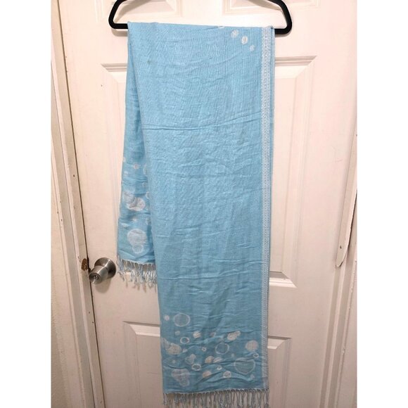 Pashmina Women Polka Dot Light Blue Scarf Design in Italy Lightweight Wrap Size - Picture 3 of 7